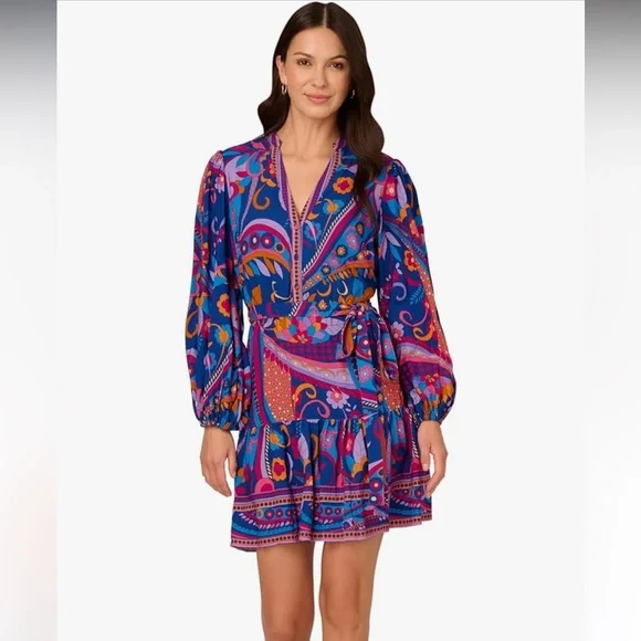 Adrianna Papell | Dresses | Adrianna Papell Blue Multi Long Sleeve Dress Size 6 Worn Once | Poshmark Adrianna Papell | Dresses | Adrianna Papell Blue Multi Long Sleeve Dress Size 6 Worn Once | Poshmark